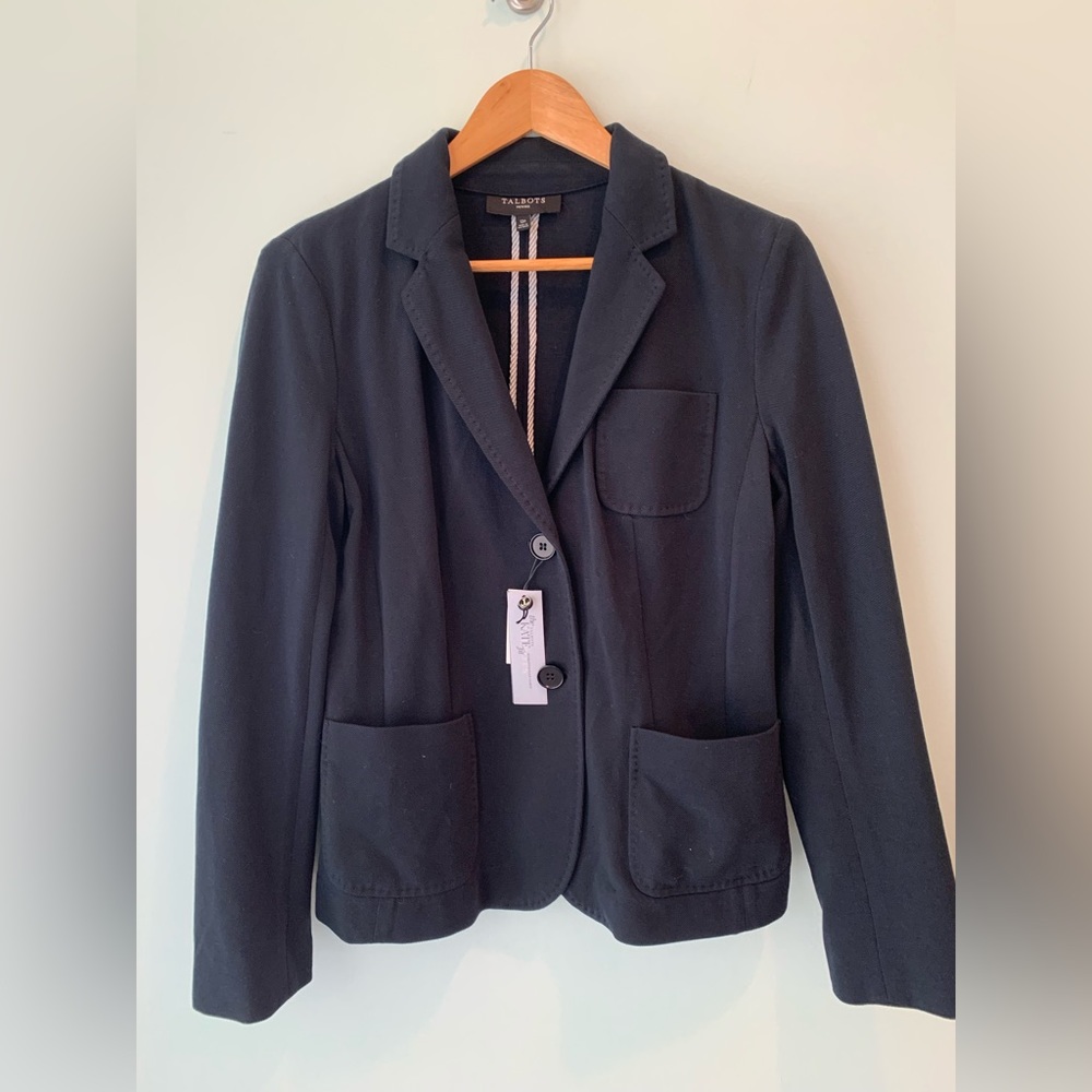 NWT Talbots Petites The Kate Fit Romantically Curvy Black Blazer 12P
